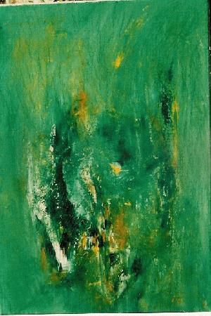 SOLD Green symphoni Oil on canva.  Malet af Kunstmaler Inge Marie Jensen